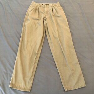 Vintage Bugle Boy Pants Mens 33x30 Beige Pleated Chino Relaxed Fit Casual 90s